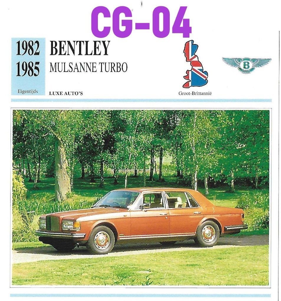 Cg4 autokaart bentley mulsanne turbo ( 1982 - 1985 ), Ophalen of Verzenden, Zo goed als nieuw, Auto's