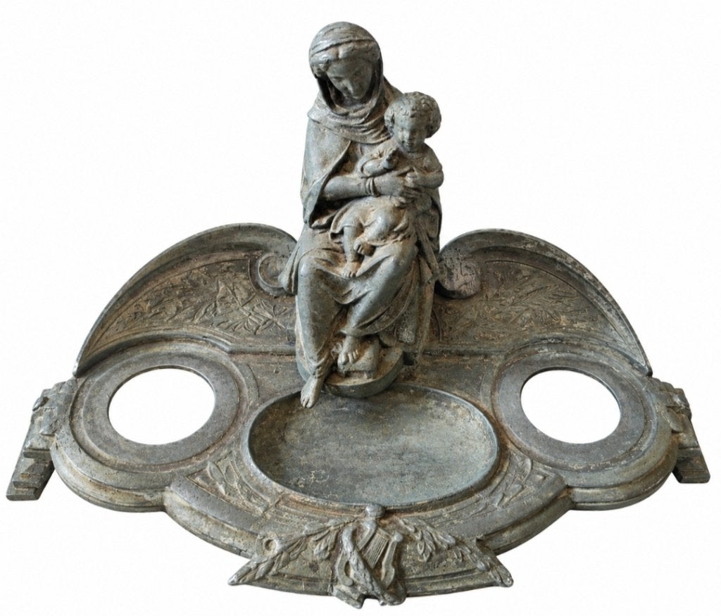Antieke religieuze inktstel Madonna met Kind (ca. 1900), Antiek en Kunst, Ophalen of Verzenden