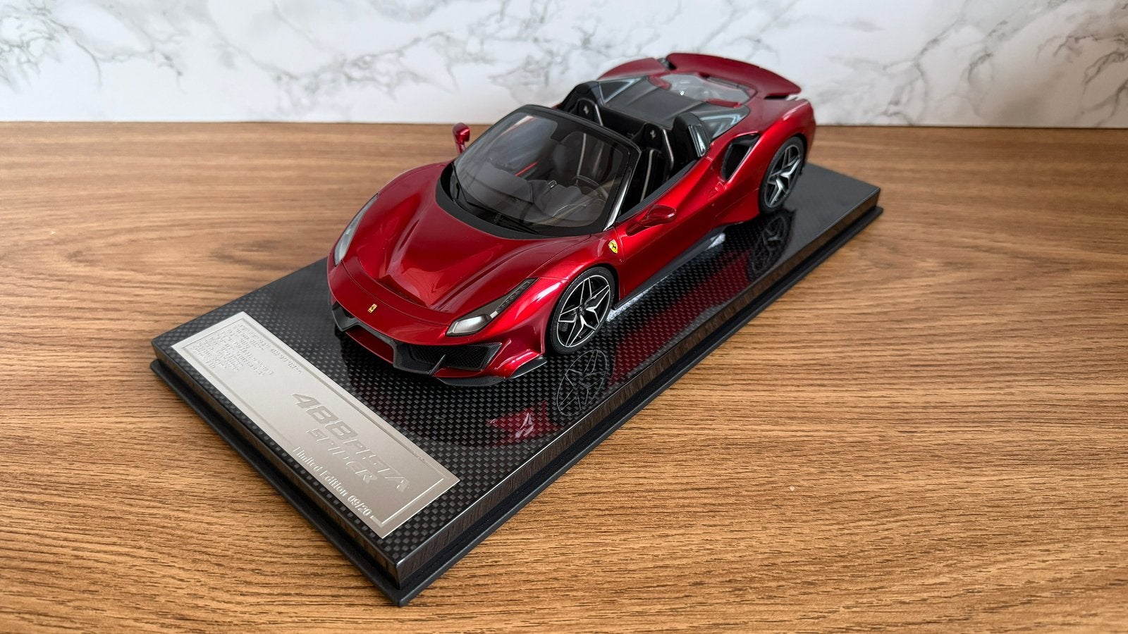 Dino Model FPC010B Ferrari 488 Pista Spider Rosso Fuoco 1:18, Ophalen of Verzenden, Zo goed als nieuw, Auto, Overige merken