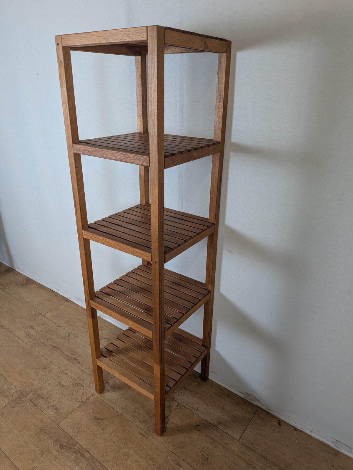 Houten Open Kast / Badkamerrek – 5 Planken – 139 cm Hoog, (Half)hoge kast, Gebruikt, Onbekend, Ophalen of Verzenden