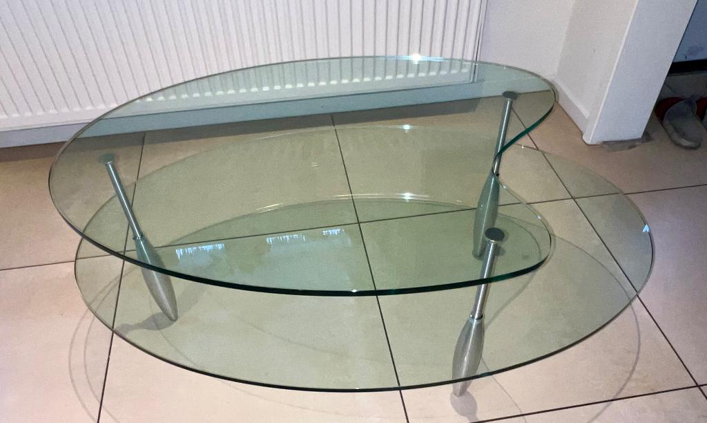Glazen salon tafel, Ophalen, Modern design, Gebruikt, 100 tot 150 cm