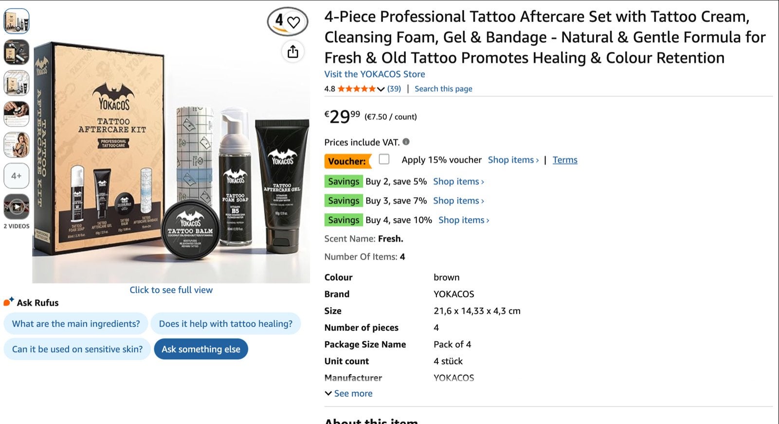 Yokacos Tattoo Aftercare Kit - Professionele Verzorging, Ophalen, Nieuw, Overige typen
