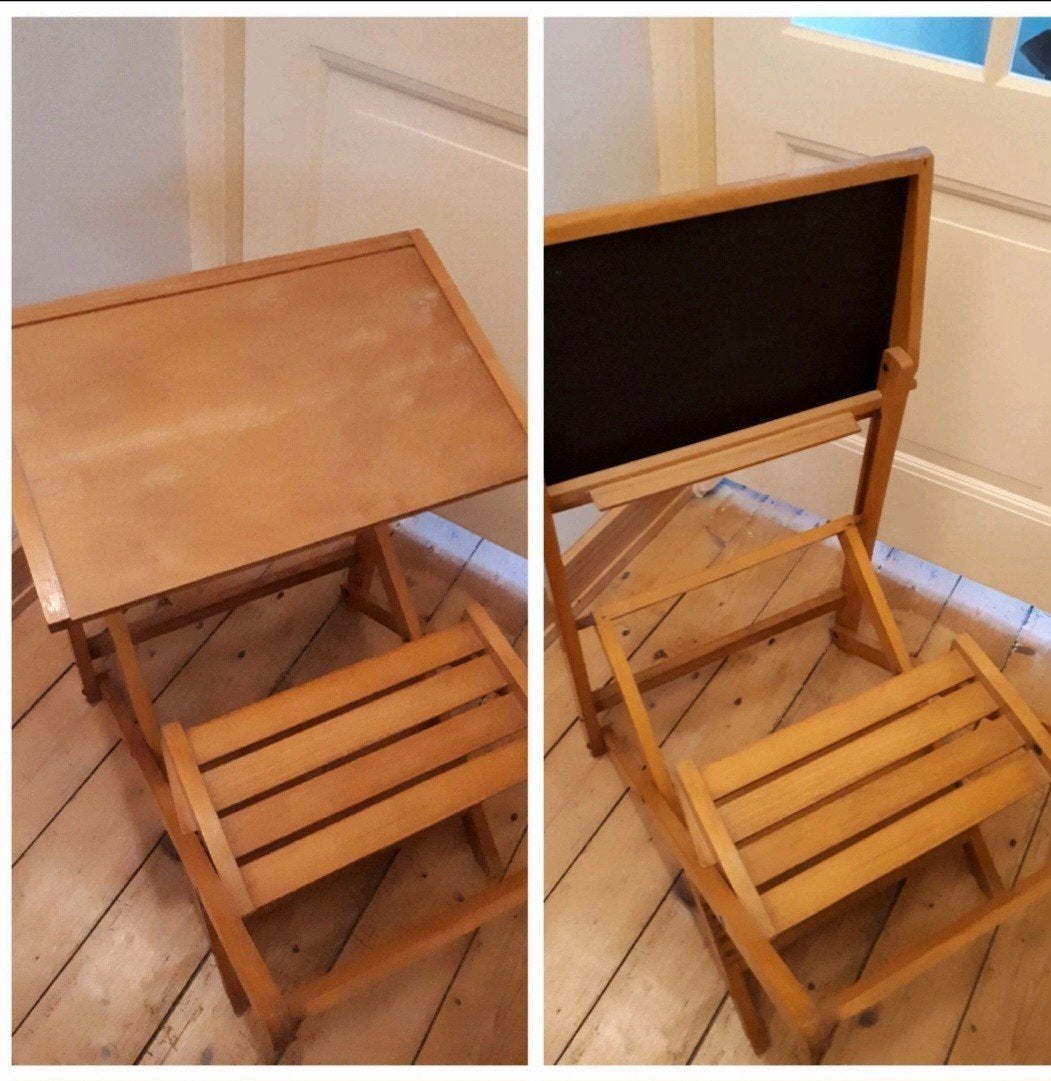 Vintage schoolbankje met schoolbordje, Antiek en Kunst, Ophalen