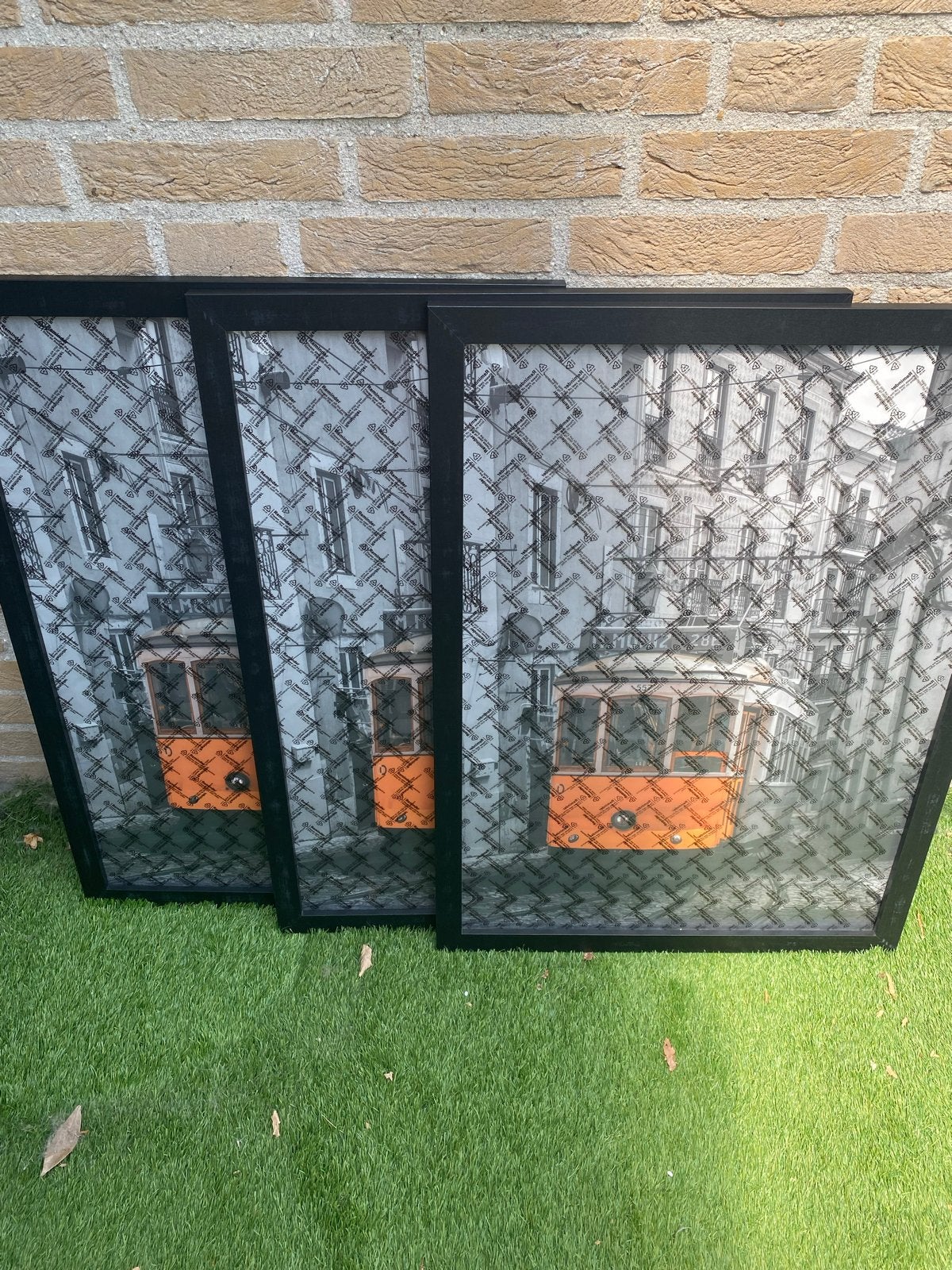 Set van 3 Zwarte Fotolijsten 50x70 cm Houtcomposiet, Nieuw, Standaard fotolijst, Zwart, Hangend