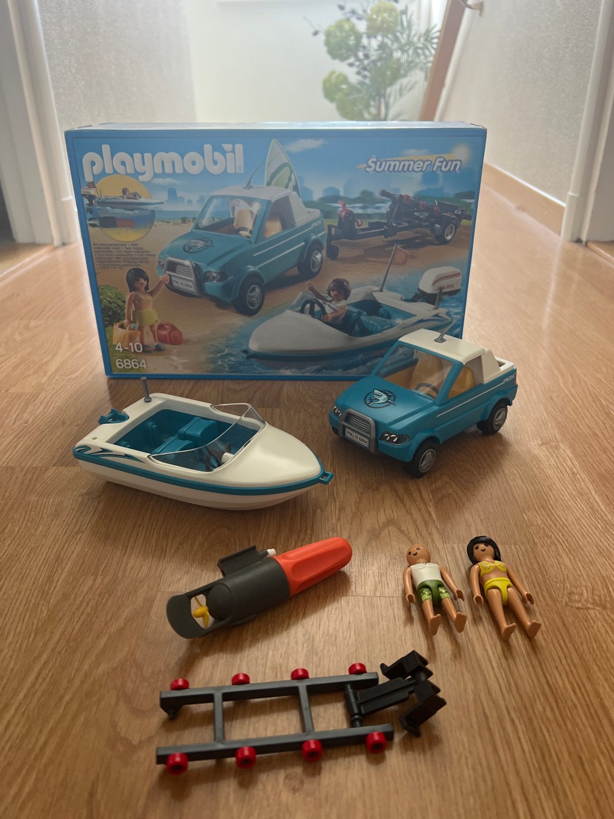 Playmobil Summer Fun set met boot en auto (6864), Gebruikt, Complete set, Ophalen of Verzenden, Summer fun