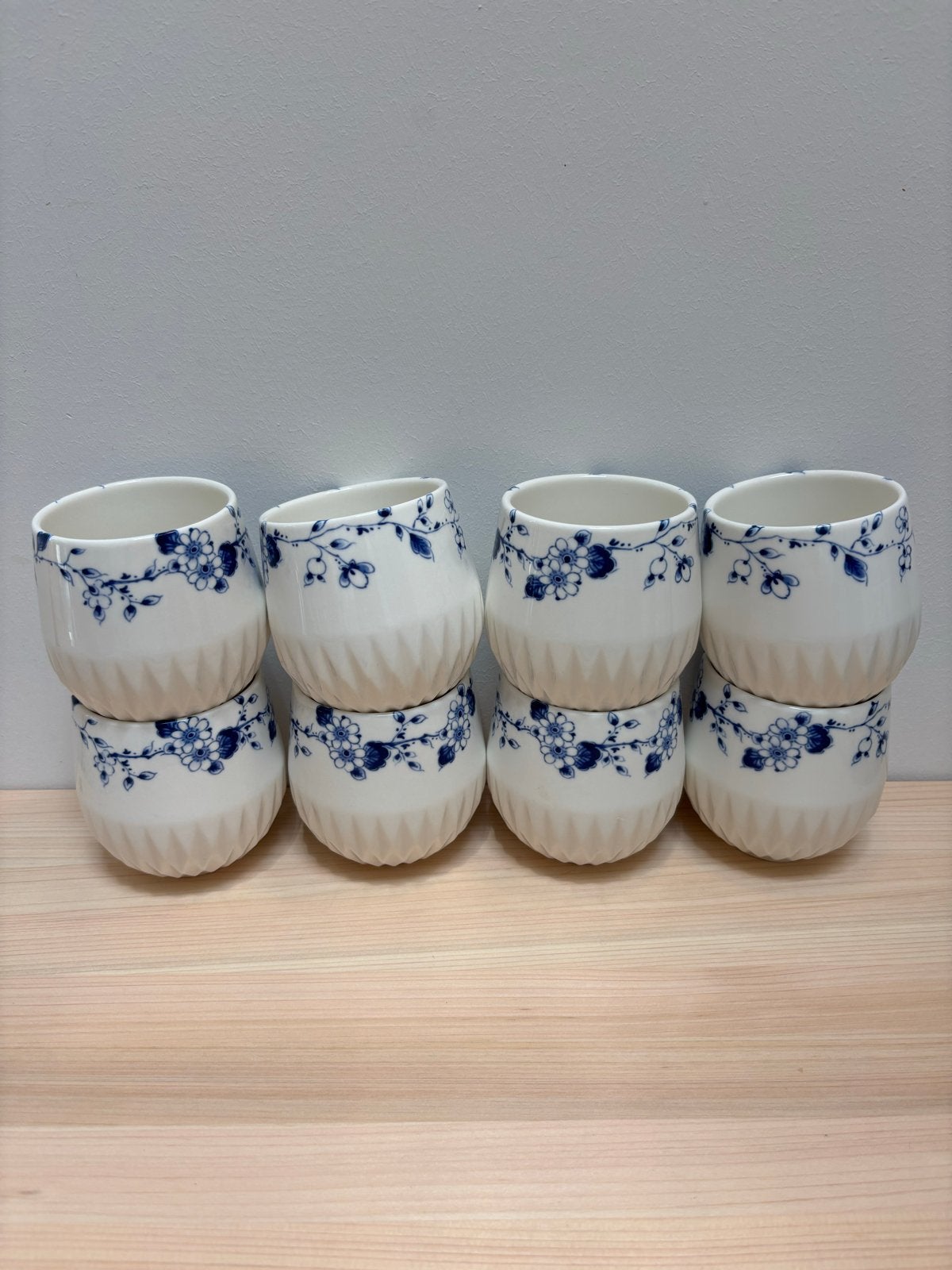 Set van 8 Heinen Delfts Blauw Romy Kühne theekopjes, Ophalen of Verzenden, Zo goed als nieuw, Overige stijlen, Kop(pen) en/of Schotel(s)