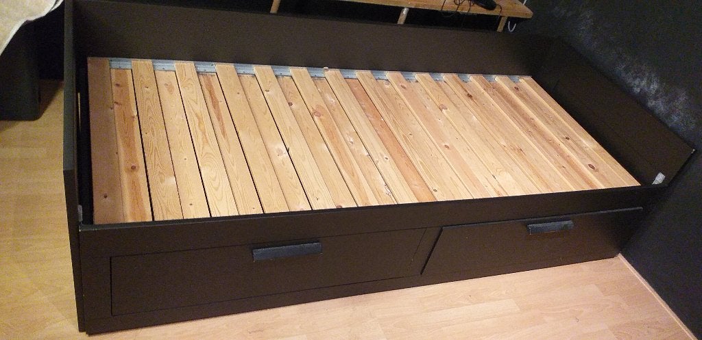 Zwart Bed, 2 lades ikea, Ophalen, Eenpersoons, Zwart, 80 cm