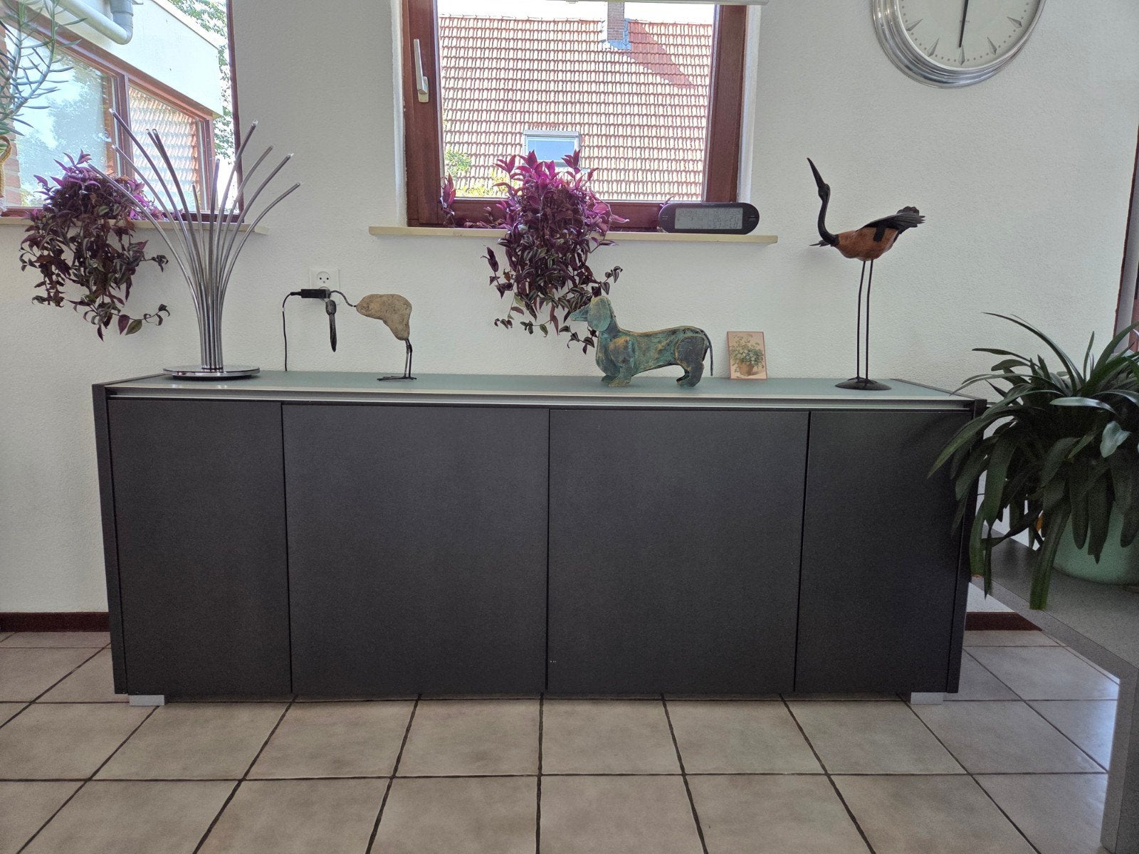 Modern dressoir met 4 deuren - Grijs, Ophalen, Overige materialen, Gebruikt, 150 tot 200 cm