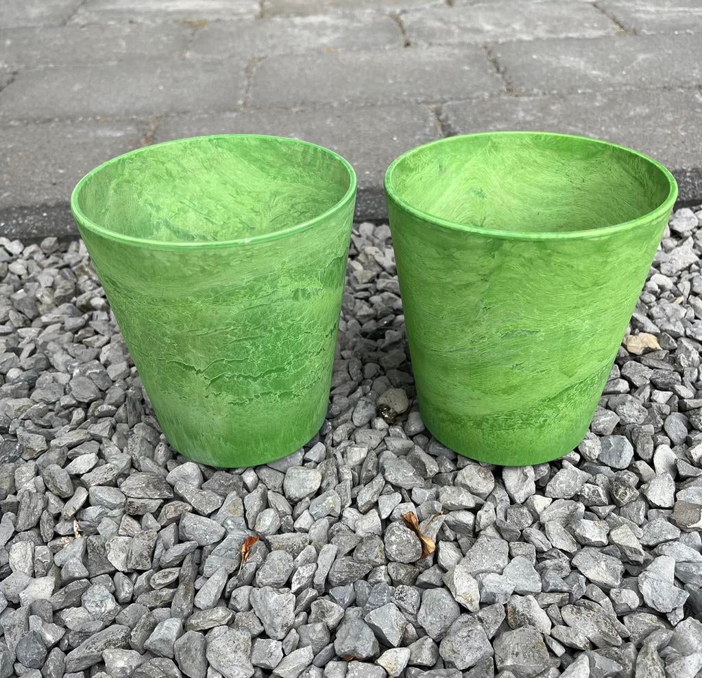 2x Artstone bloempotten/bakjes, Ophalen of Verzenden, Zo goed als nieuw, Rond, Kunststof