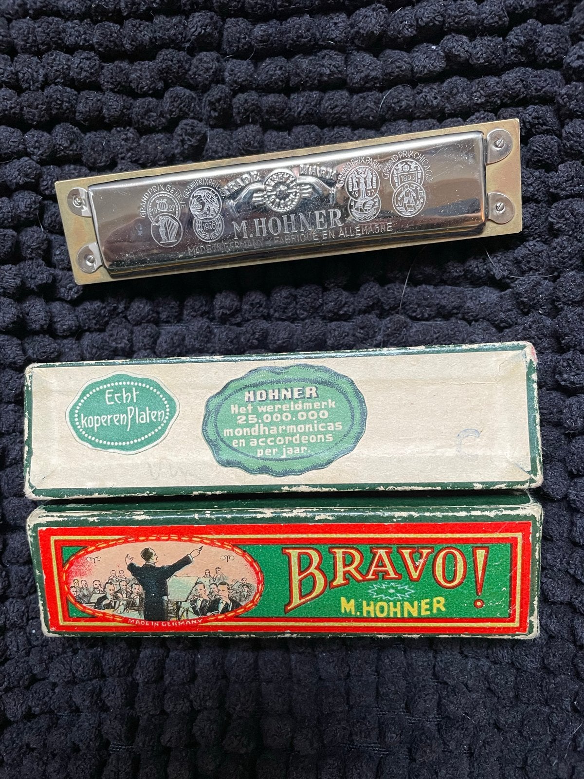 Vintage M. Hohner Bravo! mondharmonica met originele doos, Muziek en Instrumenten, Gebruikt, Overige typen, Ophalen of Verzenden