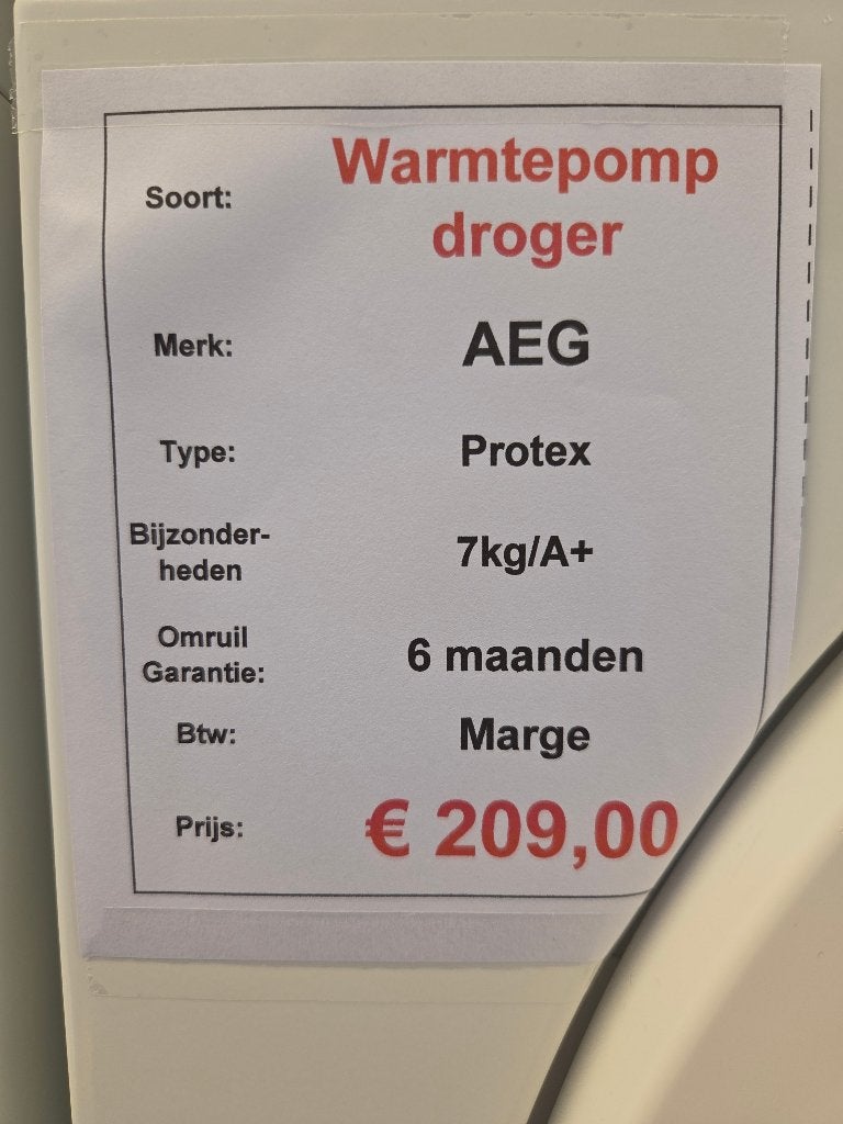 warmtepompdroger - AEG - 7 kg - A+