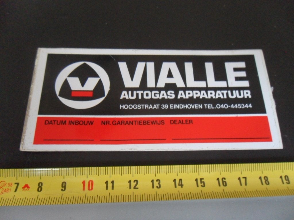 sticker EHV VIALLE autogas apparatuur Hoogstraat 39  AX198, Ophalen of Verzenden