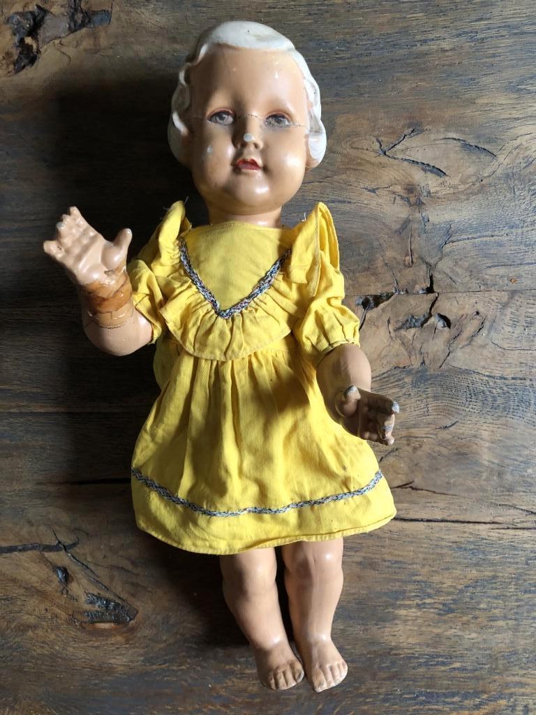 V) antieke pop van bakeliet 45cm, Ophalen of Verzenden, Gebruikt, Pop