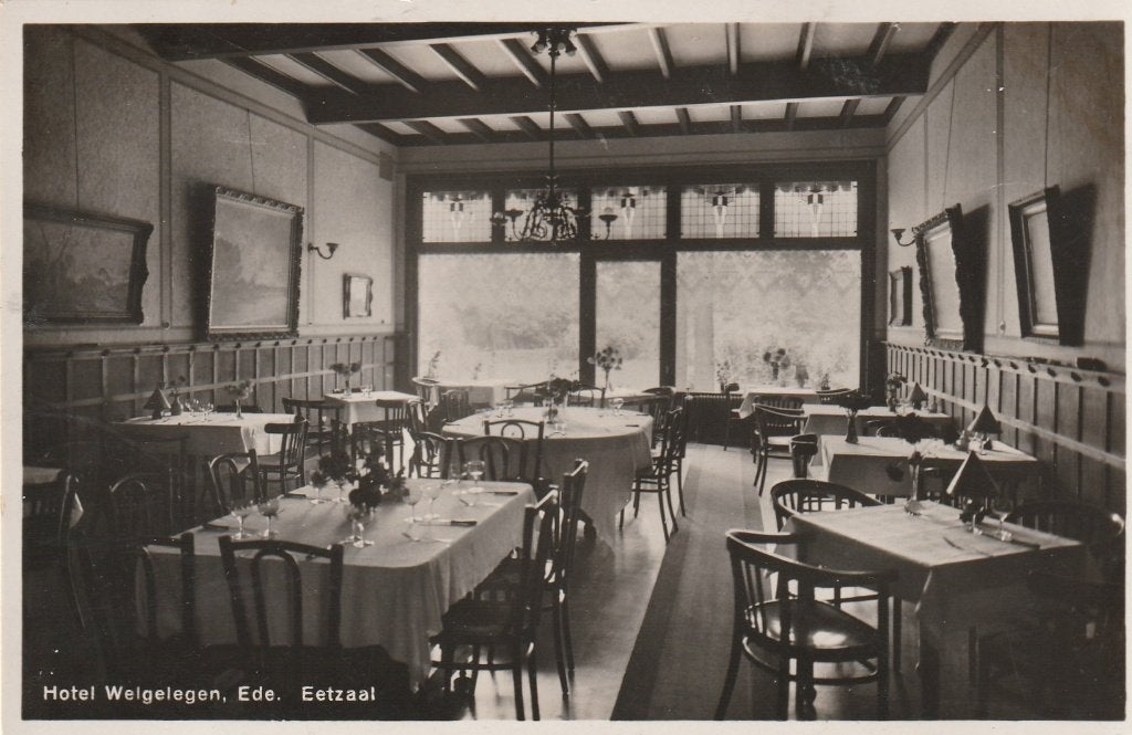 Ede (Gld.) - Hotel Welgelegen. Eetzaal., Verzamelen, Ophalen of Verzenden, 1940 tot 1960, Gelderland