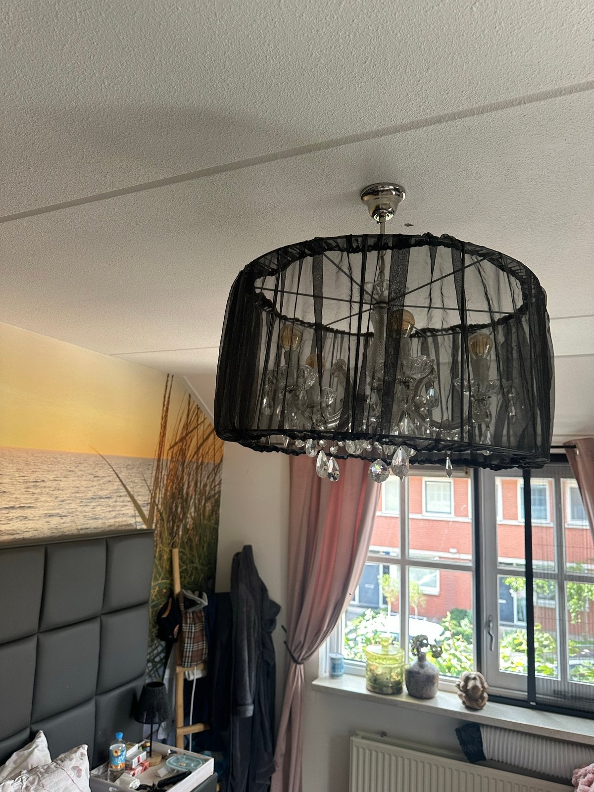 Gratis kroonluchter., Huis en Inrichting, Ophalen, Gebruikt, Glas, E14 (klein)