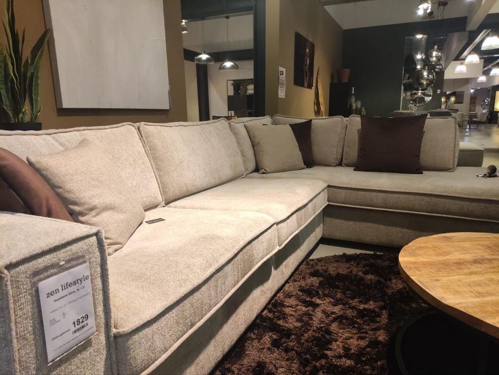 Hoekbank Dora Beige, Ophalen, Gebruikt, Stof