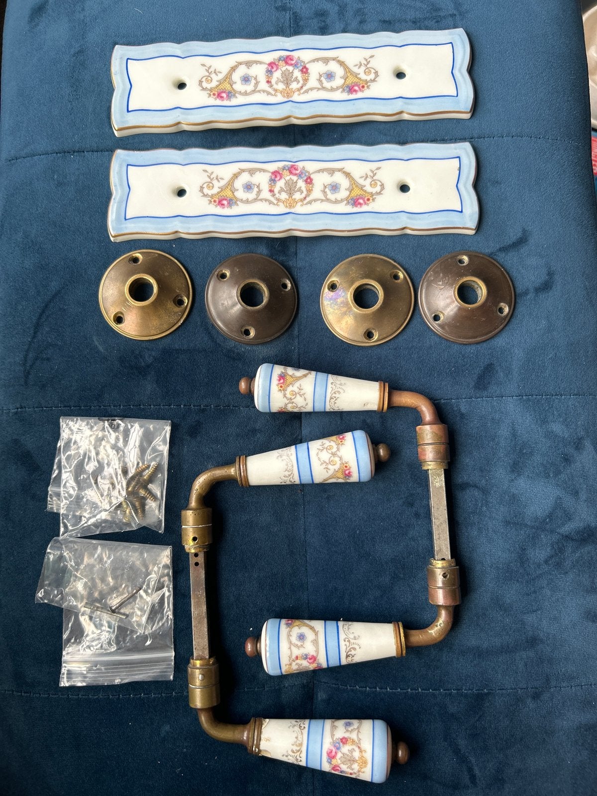 Antieke porseleinen deurklinken set - Limoges Frankrijk, Antiek en Kunst, Ophalen of Verzenden