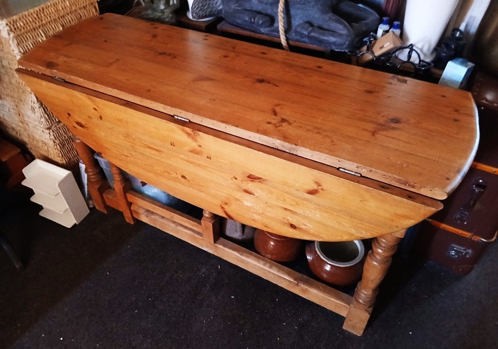 Geloogd grenen gateleg tafel klaptafel ovaal eetkamertafel, Ophalen