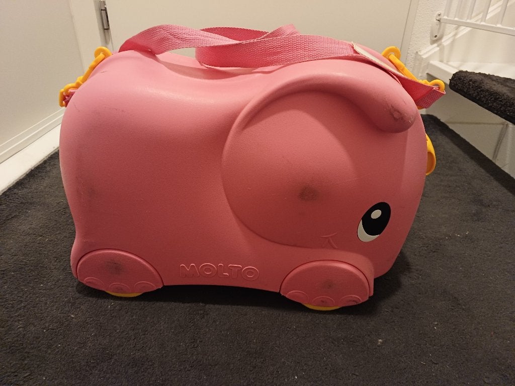 Kinderkoffer olifant, Wieltjes, Gebruikt, Hard kunststof, Minder dan 50 cm