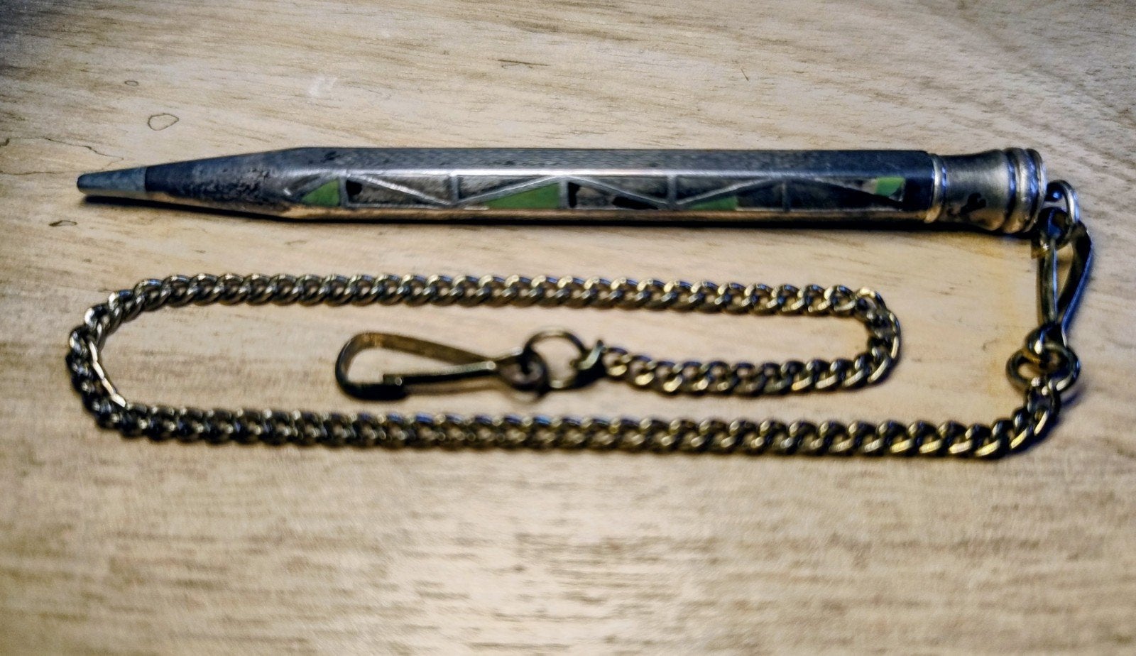 zilveren 835 mechanische potlood, gemerkt. Inclusief ketting, Ophalen of Verzenden