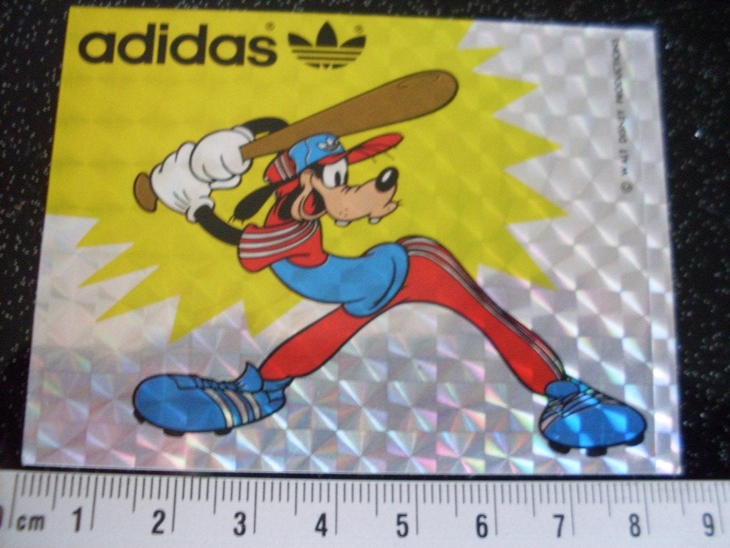folie glitter sticker adidas goofy honkbal vintage, Verzenden, Zo goed als nieuw, Sport