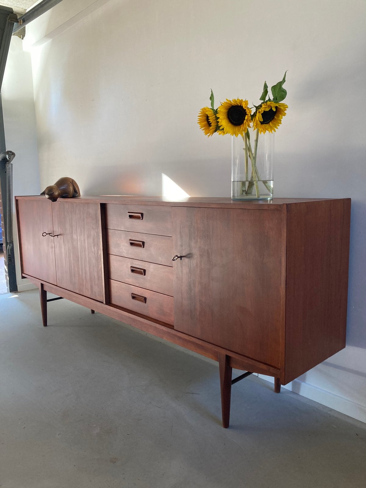 Midcentury vintage Deens design teak dressoir, Ophalen, Gebruikt, Met deur(en), Teakhout