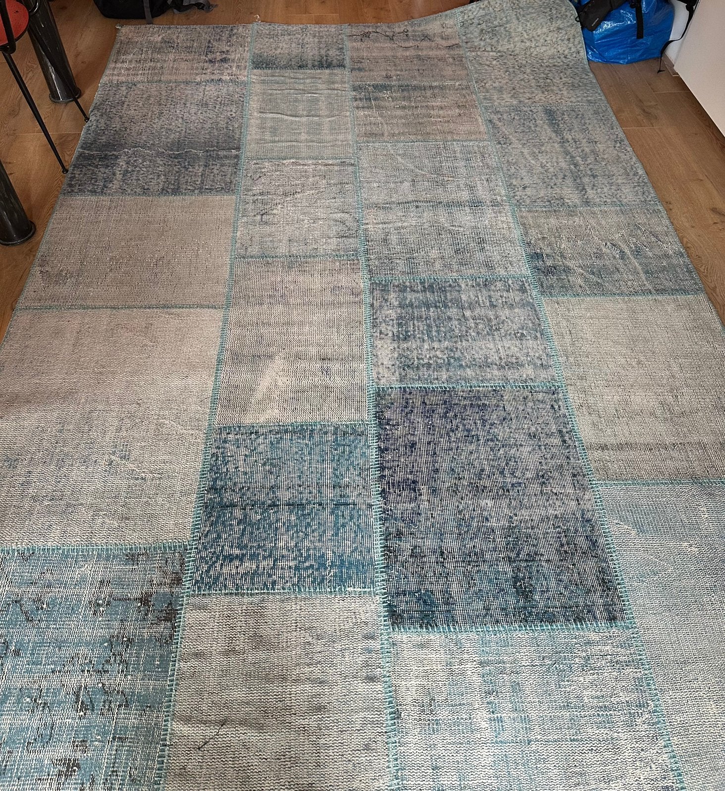 Blauw patchwork vloerkleed 2x3m, Ophalen, Gebruikt, Blauw, 200 cm of meer