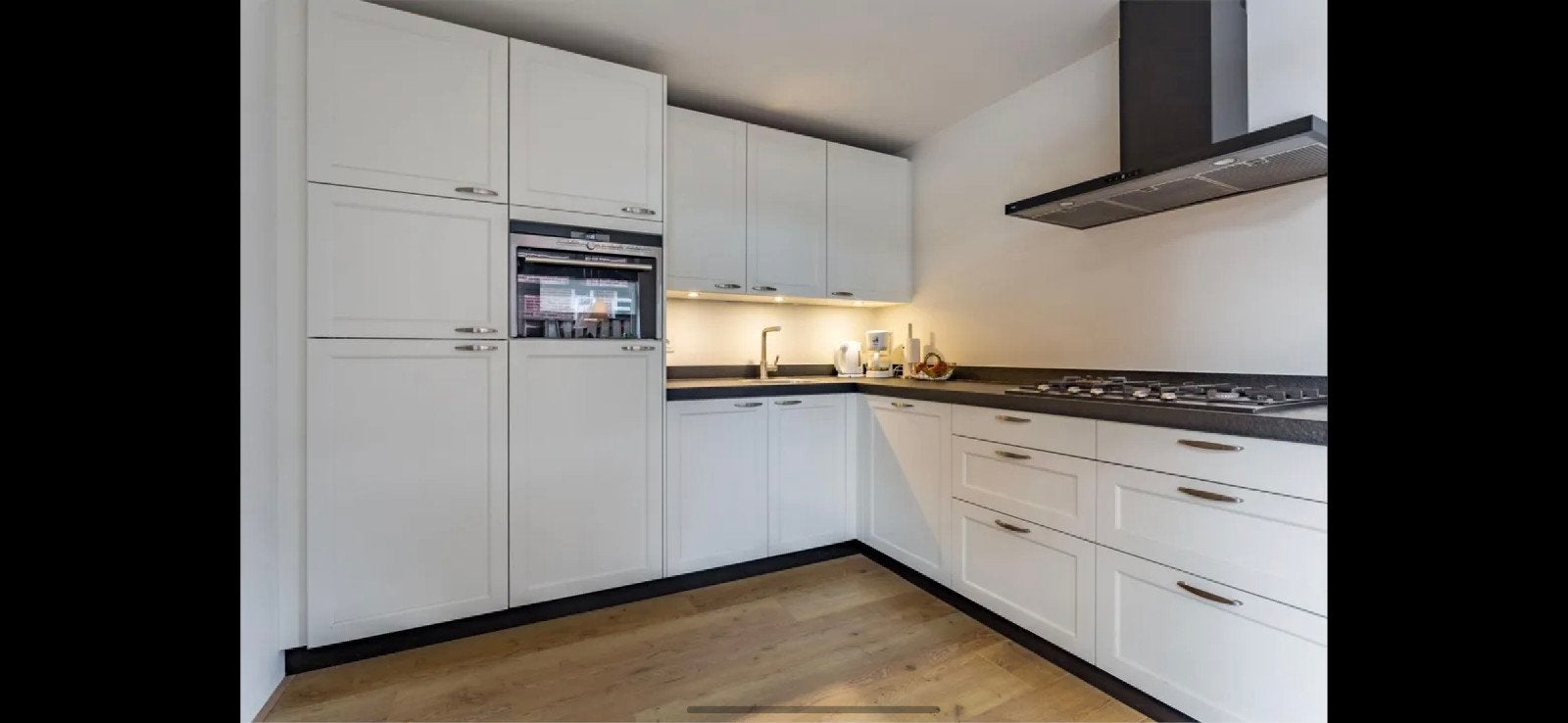 Massief houten keuken incl. apparatuur, Huis en Inrichting, Keuken | Complete keukens, Ophalen, Gebruikt, Graniet of Steen, Hoekkeuken