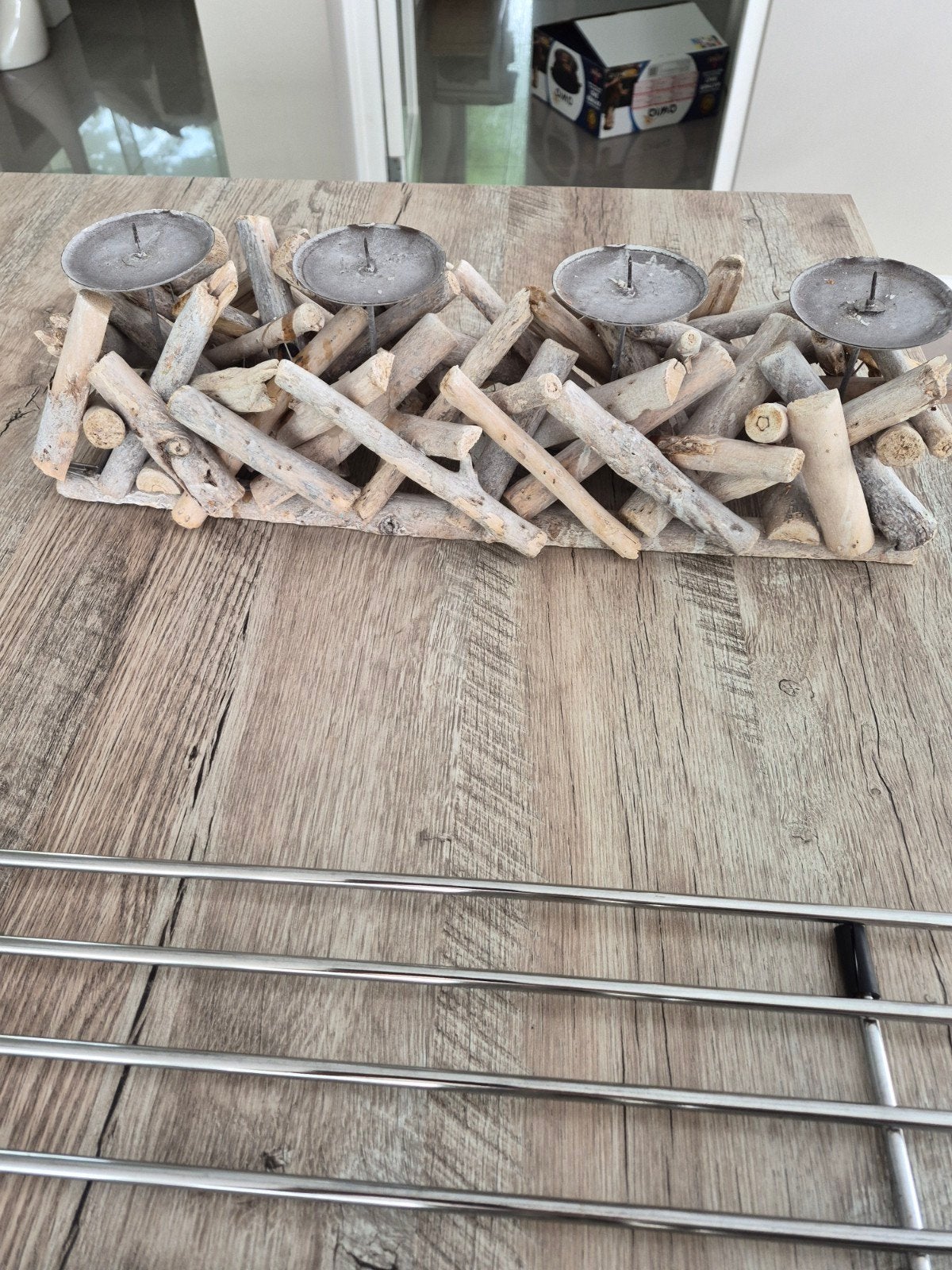Nieuwe houten kandelaar, Nieuw, Ophalen of Verzenden, Bruin, Hout