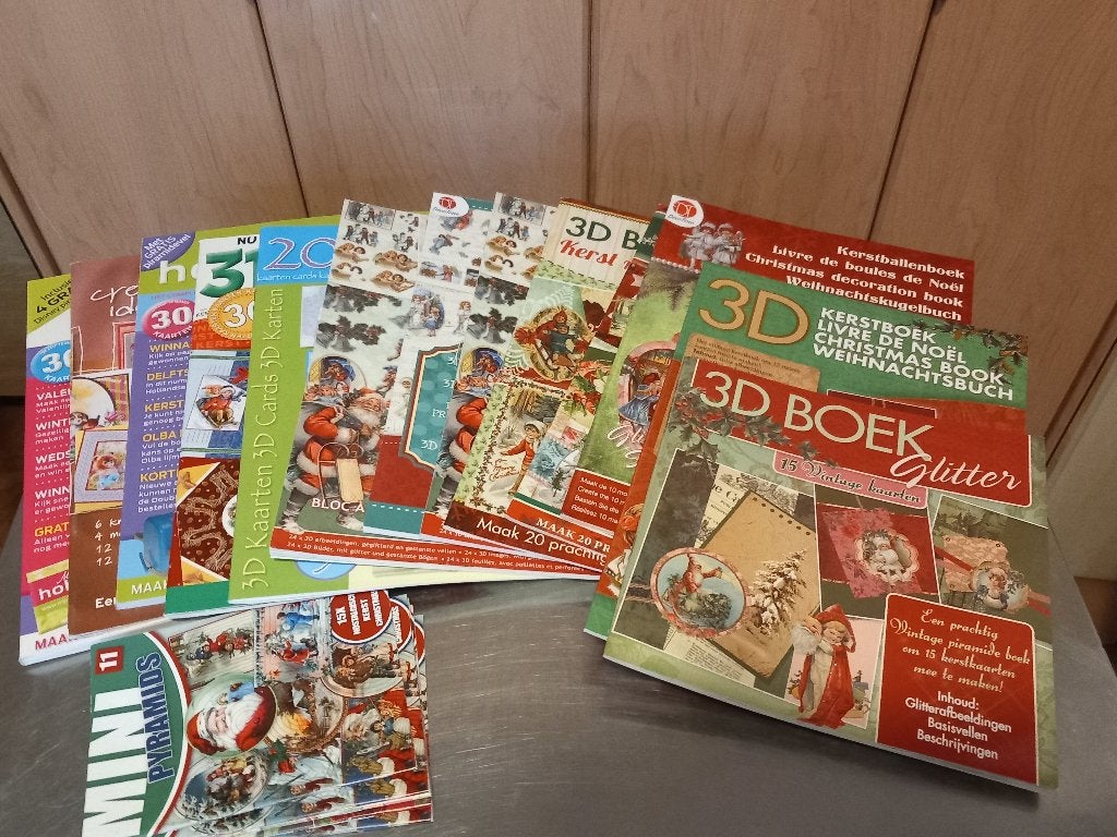 6  3D Kerstboeken en  gratis losse vellen., Ophalen of Verzenden, Nieuw, Kerst, Knipvel