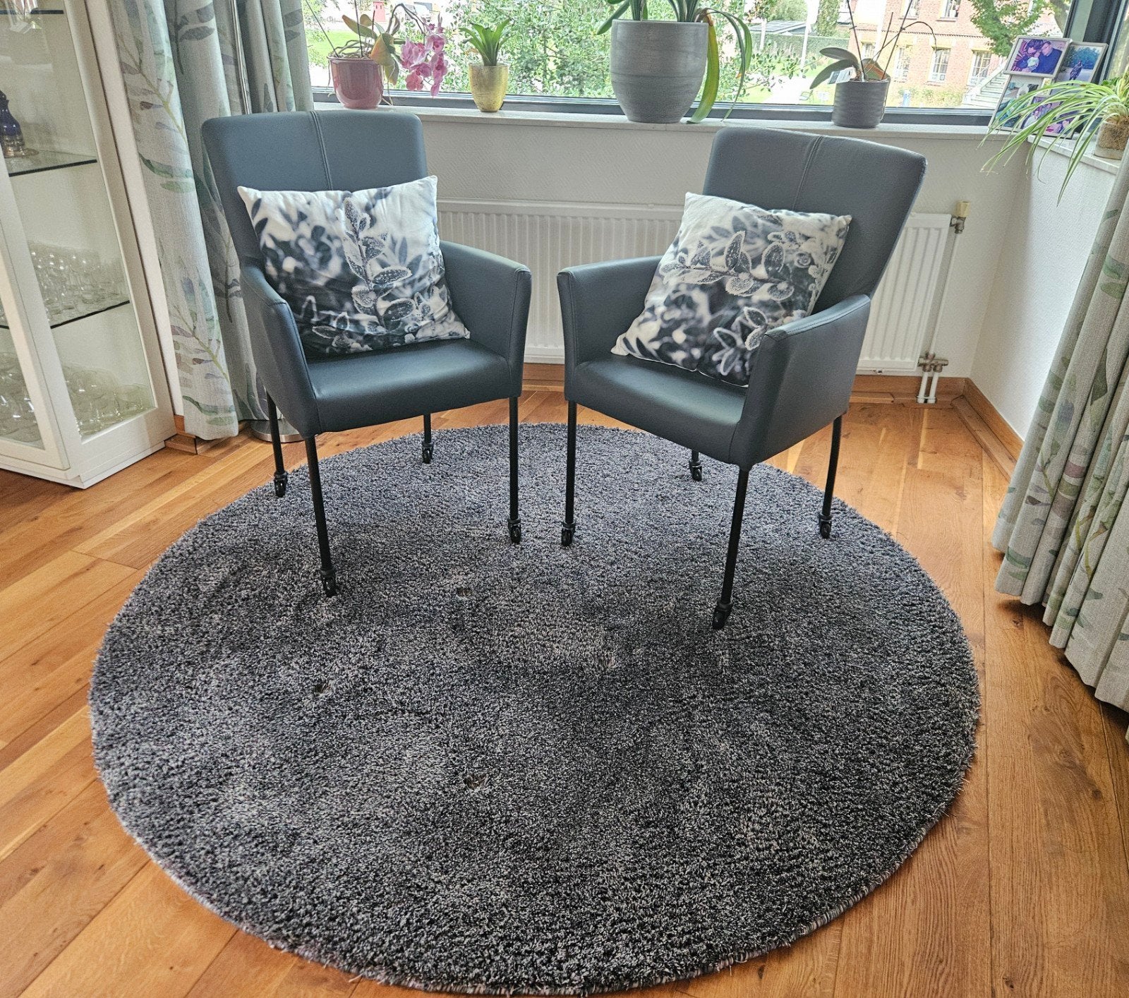 zithoekje, Just stoeltjes en vloerkleed, Ophalen, Twee, Blauw, Leer