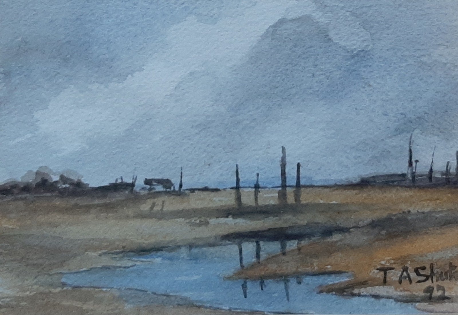 Ingelijste aquarel landschap, Ophalen of Verzenden