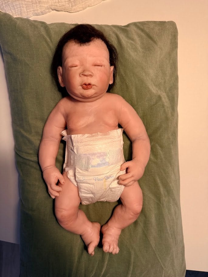 Siliconen reborn pop Felix - 30 cm, Ophalen of Verzenden, Gebruikt, Babypop, Levensecht of Reborn