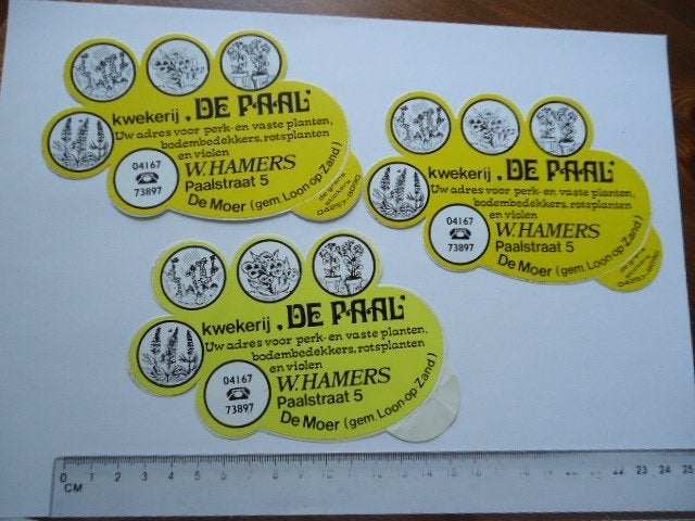 sticker oud Kwekerij DE MOER Loon op zand DE PAAL Hamers, Ophalen of Verzenden, Zo goed als nieuw, Bedrijf of Vereniging