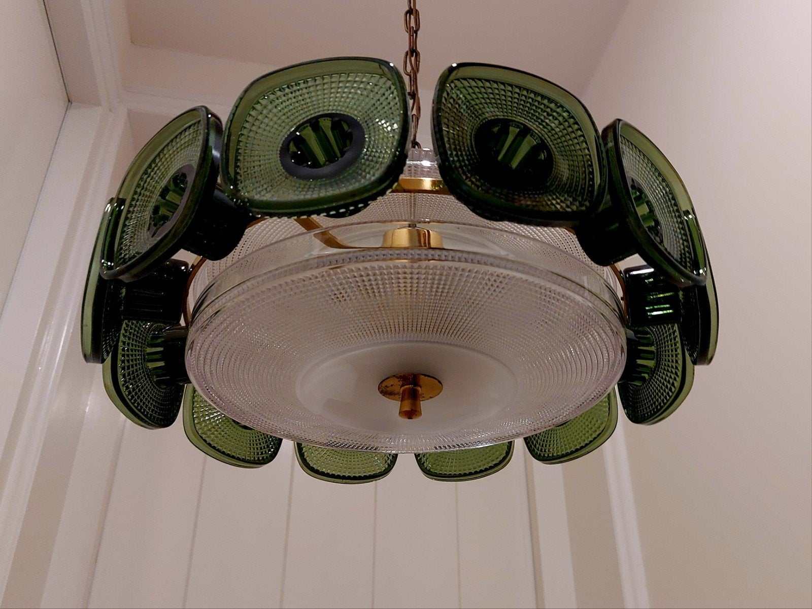 Vintage hanglamp uit Zweden - jaren '60, Huis en Inrichting, Ophalen, Gebruikt, E14 (klein), Glas