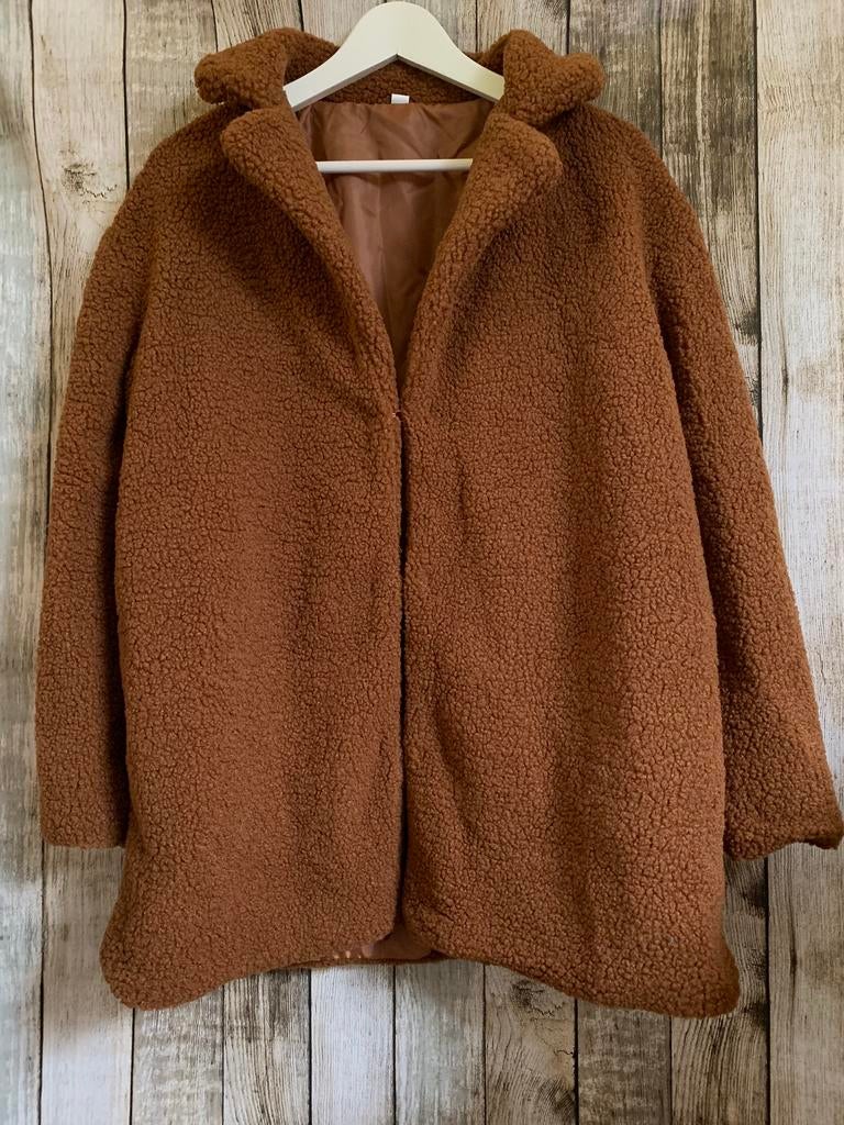 Nieuwe bruine teddy jas (Maat M), Kleding | Dames, Jassen | Winter, Nieuw, Maat 38/40 (M), Bruin, Verzenden