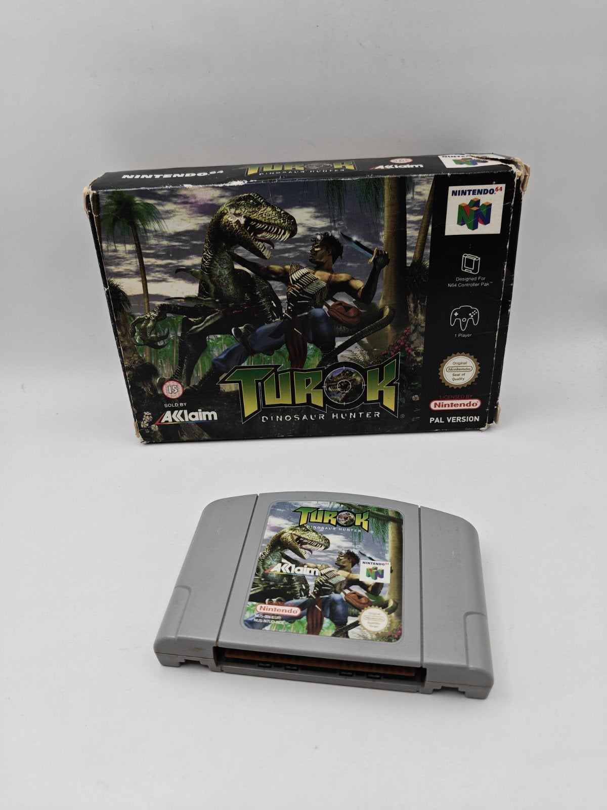 Turok: Dinosaur Hunter - Nintendo 64 (N64) Boxed, Spelcomputers en Games, Games | Nintendo 64, Gebruikt, Shooter, 1 speler, Onbekend