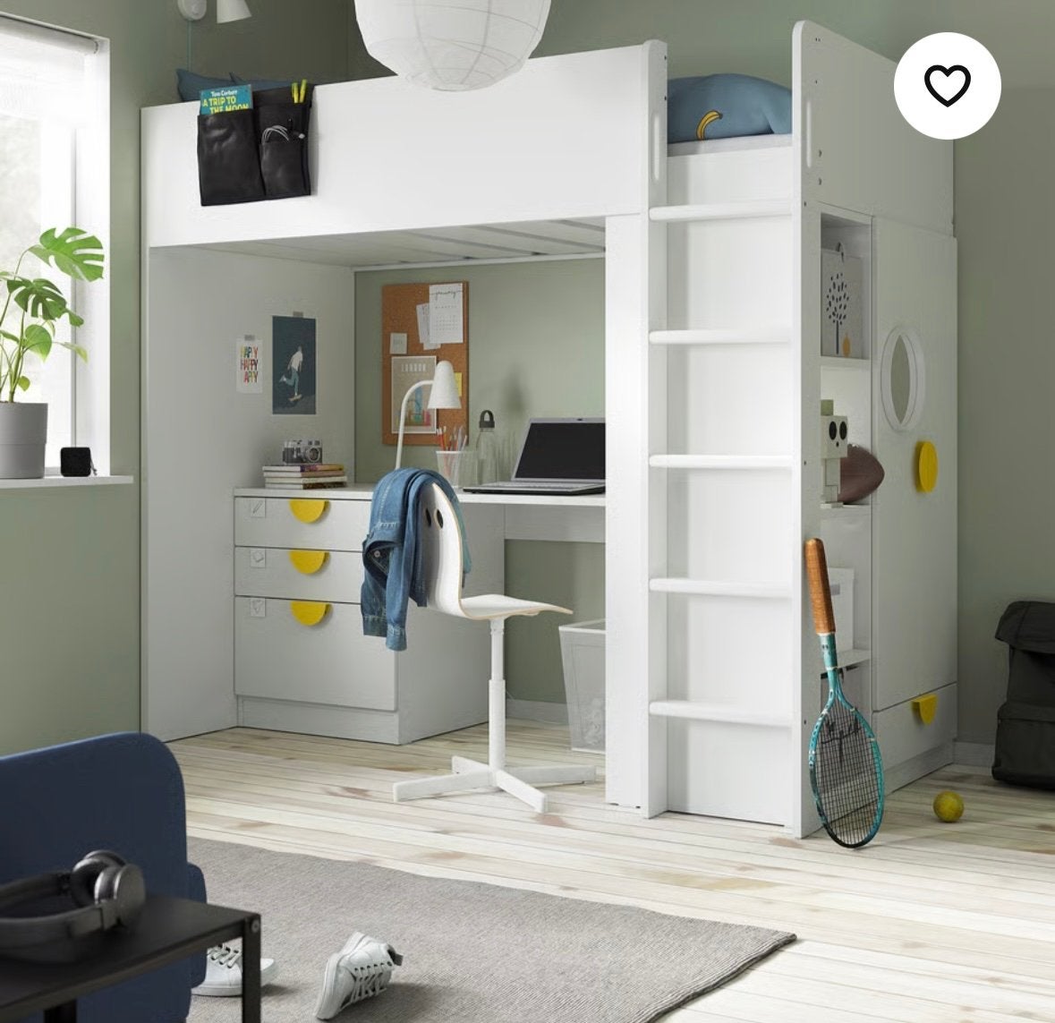 Ikea Smastad hoogslaper wit met leuke zwarte knoppen, Ophalen, Gebruikt, Eenpersoons, 200 cm