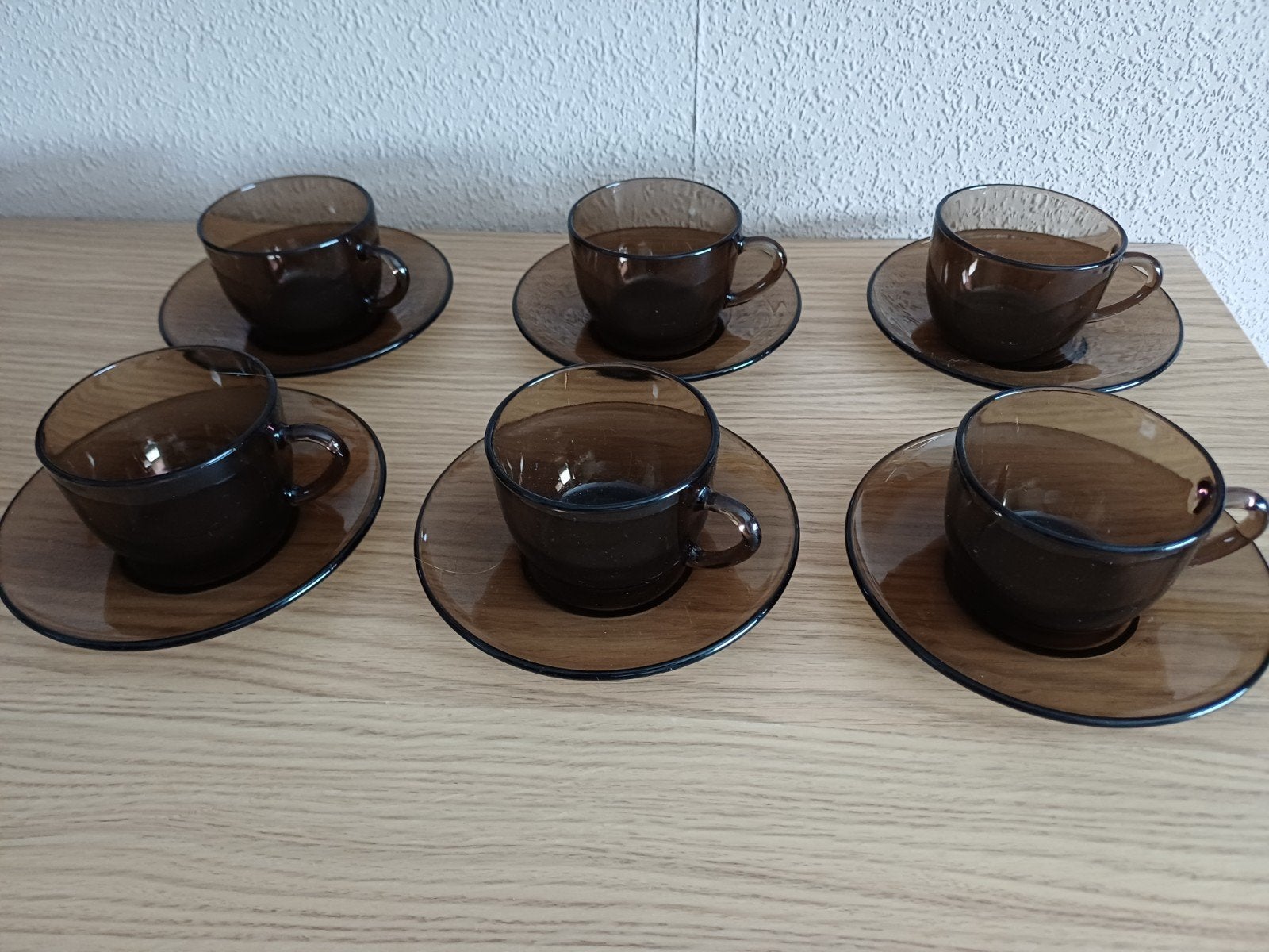 Rookglas kop&schotels.
6 Stuks., Ophalen of Verzenden, Gebruikt