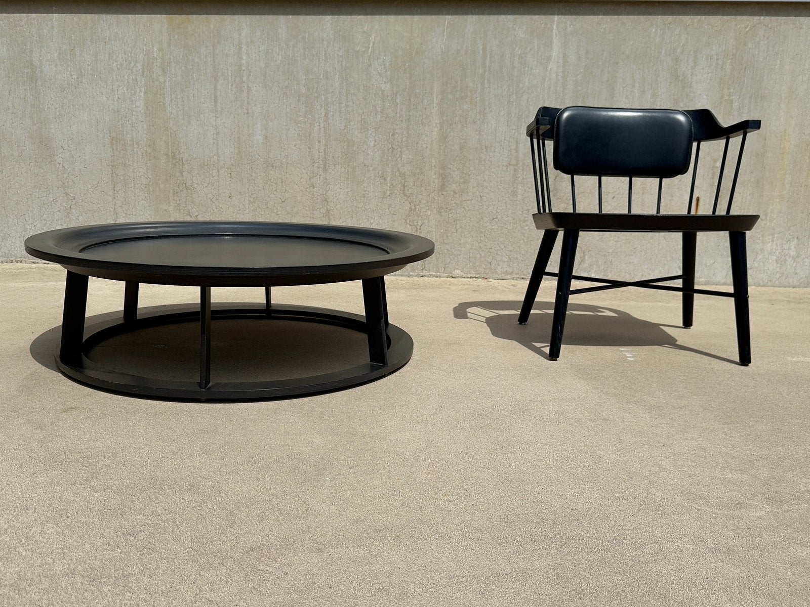 SET van 2 design lounge chairs STELLAR WORKS leer hout staal, |, Minder dan 75 cm, Ophalen of Verzenden, Zo goed als nieuw