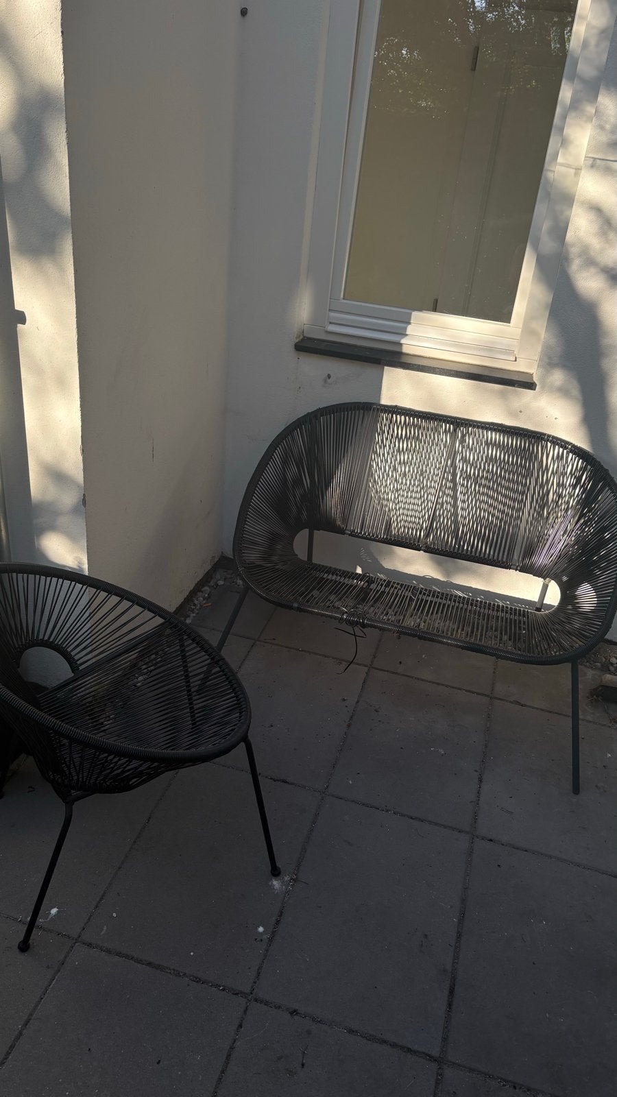 Tuinset: 2-persoons bankje en stoel, Tuin en Terras, Tuinsets en Loungesets, Ophalen, Kunststof, Gebruikt, 3 zitplaatsen