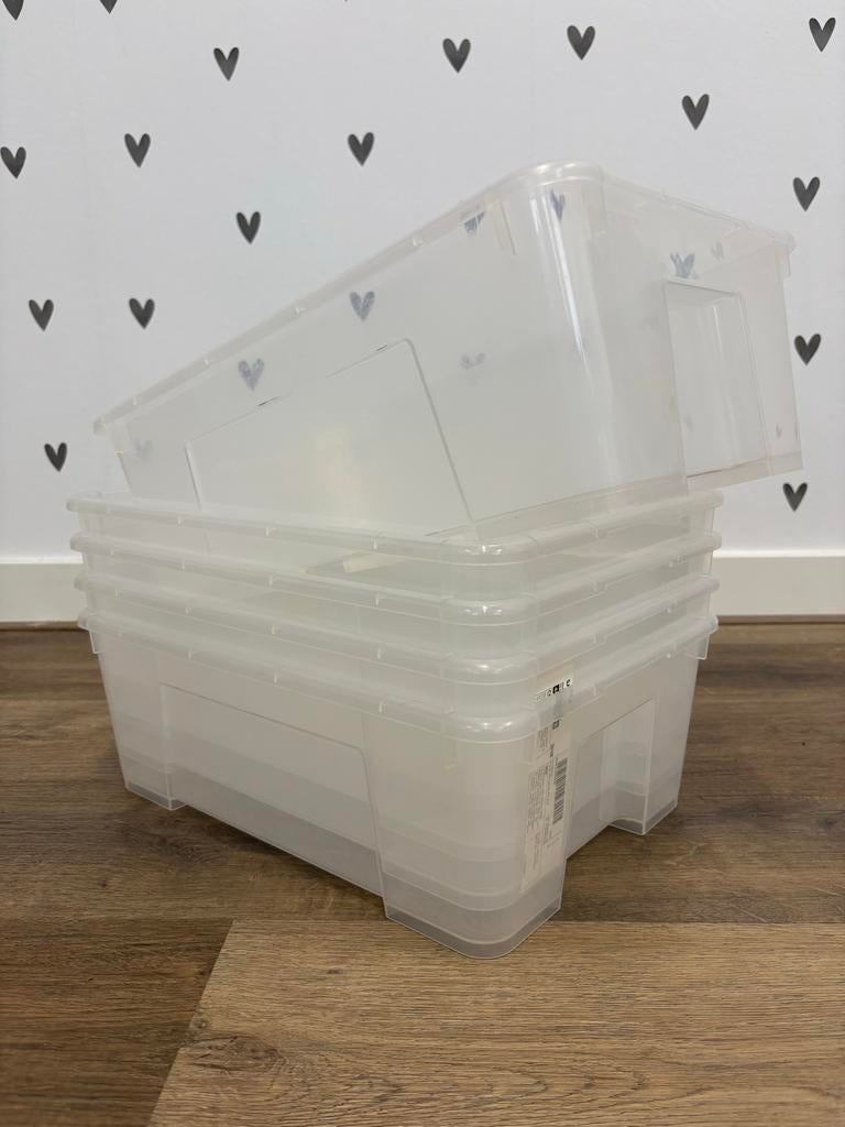 IKEA doorzichtige opbergbakken (39x28x14 cm), Doe-het-zelf en Verbouw, Kratten en Dozen, Ophalen, Gebruikt, Minder dan 50 cm, Minder dan 40 cm