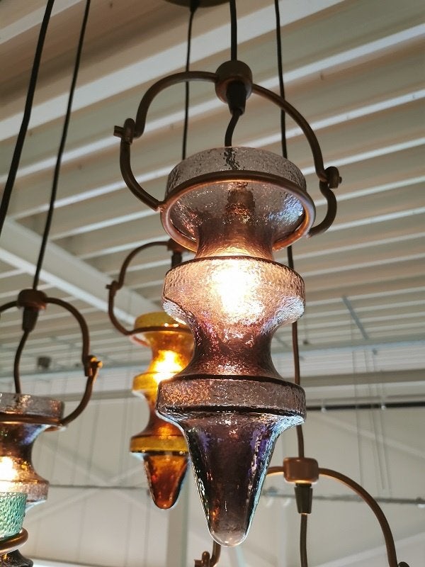 Prachtige jaren 60 Stalactiet hanglamp | Kroonluchter, Gebruikt, Onbekend, Glas, Massive & Val Saint Lambert