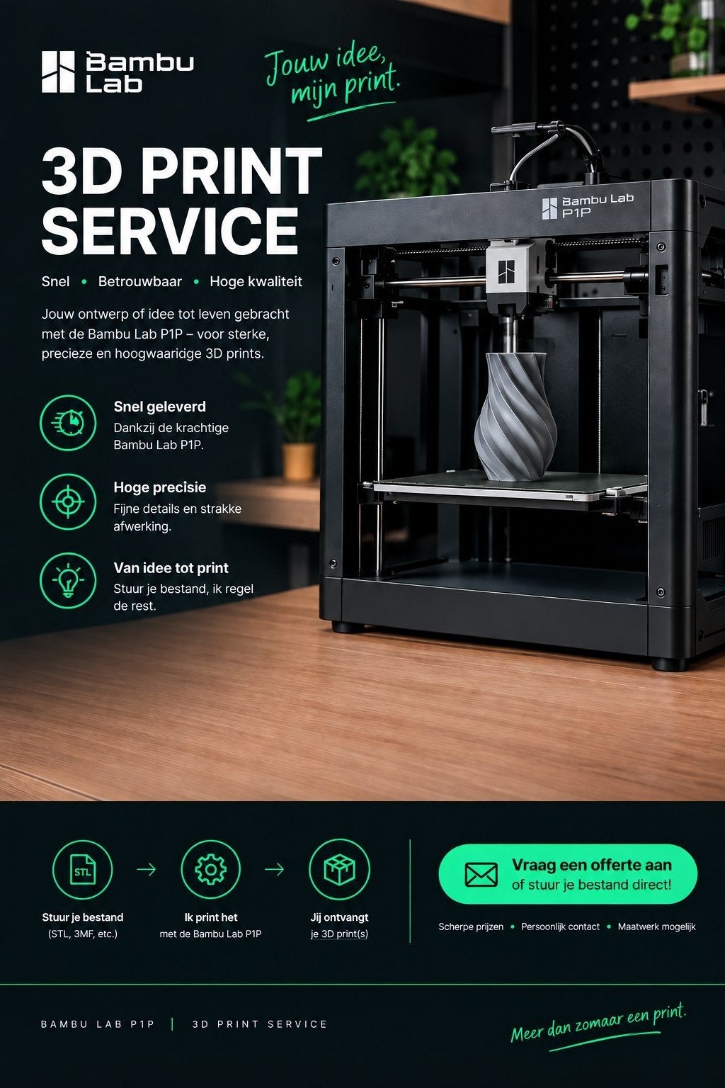 3D Print Service: Jouw idee, mijn print, Bambu Lab, Nieuw, Ophalen of Verzenden, Filament