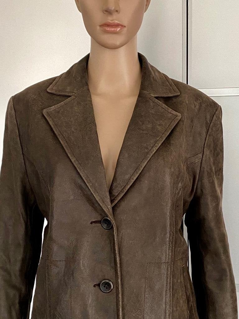i571 echt Lams-leren jasje maat 42=L blazer colbert leer, Kleding | Dames, Bruin, Maat 42/44 (L), Ophalen of Verzenden, Zo goed als nieuw