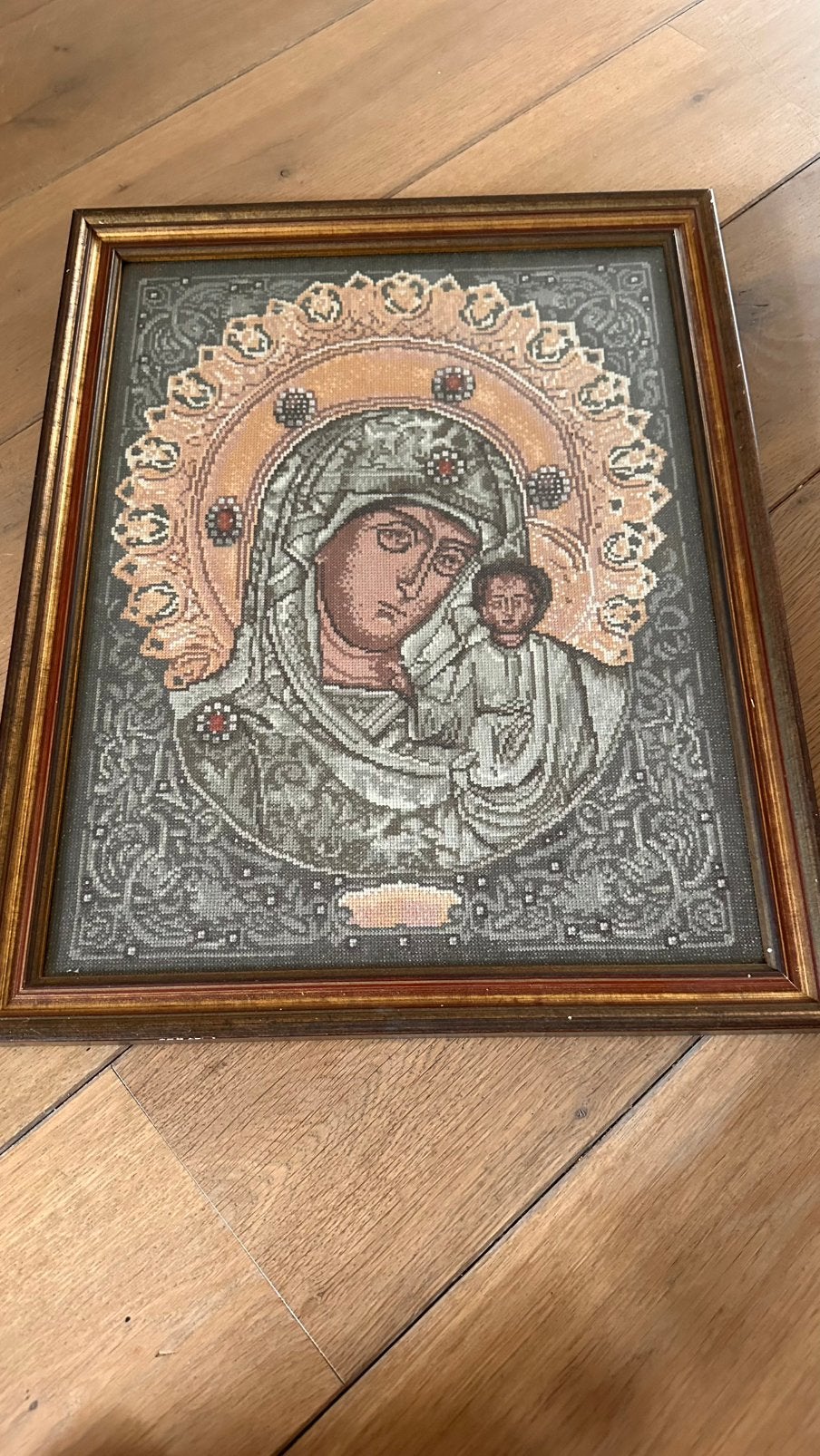Borduurwerk Moeder Gods van Kazan, 42x53 cm, Ophalen of Verzenden