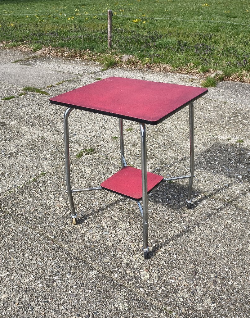 Vintage Televisietafel plantentafel rood, Ophalen, Huis en Inrichting