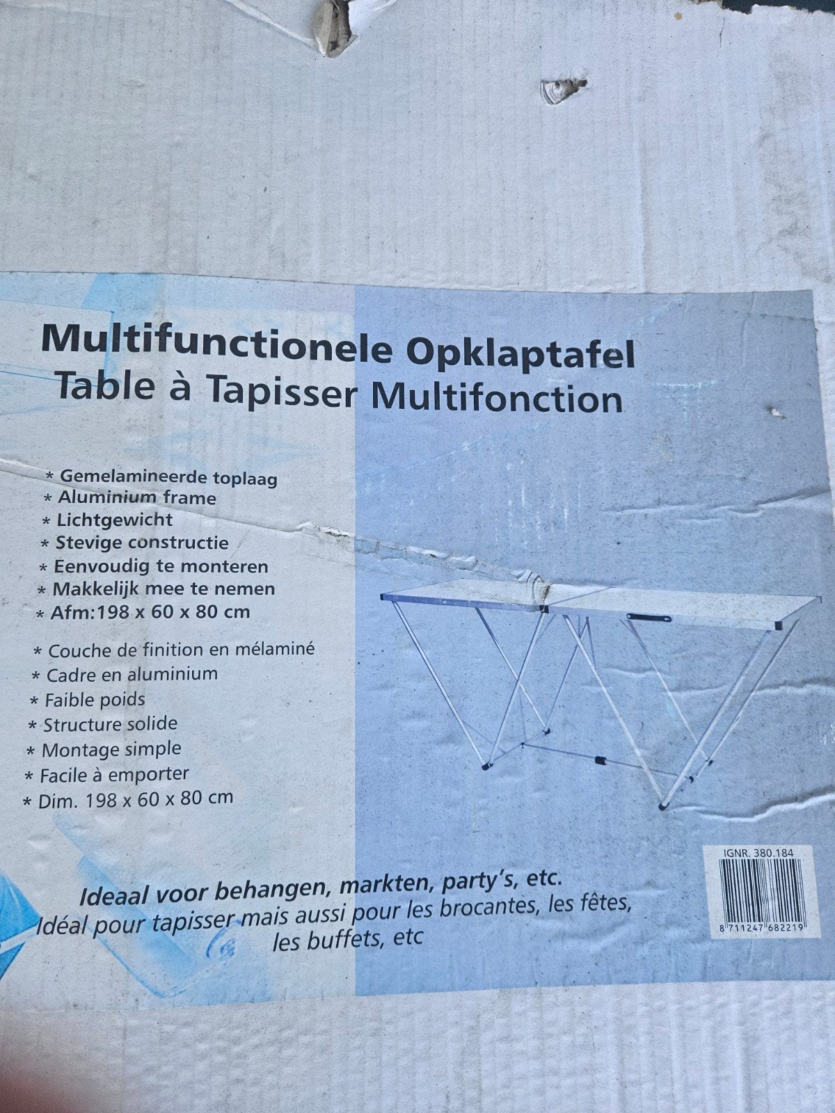 Multifunctionele Lichtgewicht Tafel - 200x60x80 cm, Ophalen