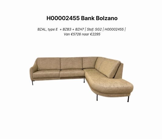Bolzano Bank, Ophalen, Hoekbank, Nieuw, Stof