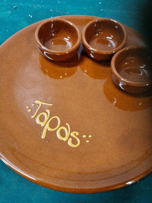 tapas schaal met drie vast schaaltjes, Ophalen of Verzenden